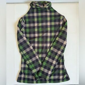 Green Checkered Long Sleeve Top